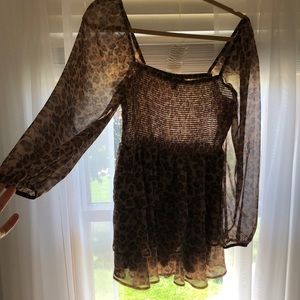 Express Cheetah long sleeve romper